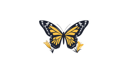 Obraz premium Elegant Yellow and Black Butterfly on Flowers - Nature Illustration