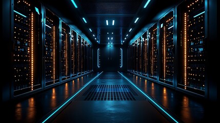 Data Center Server Room Corridor Technology Digital Network