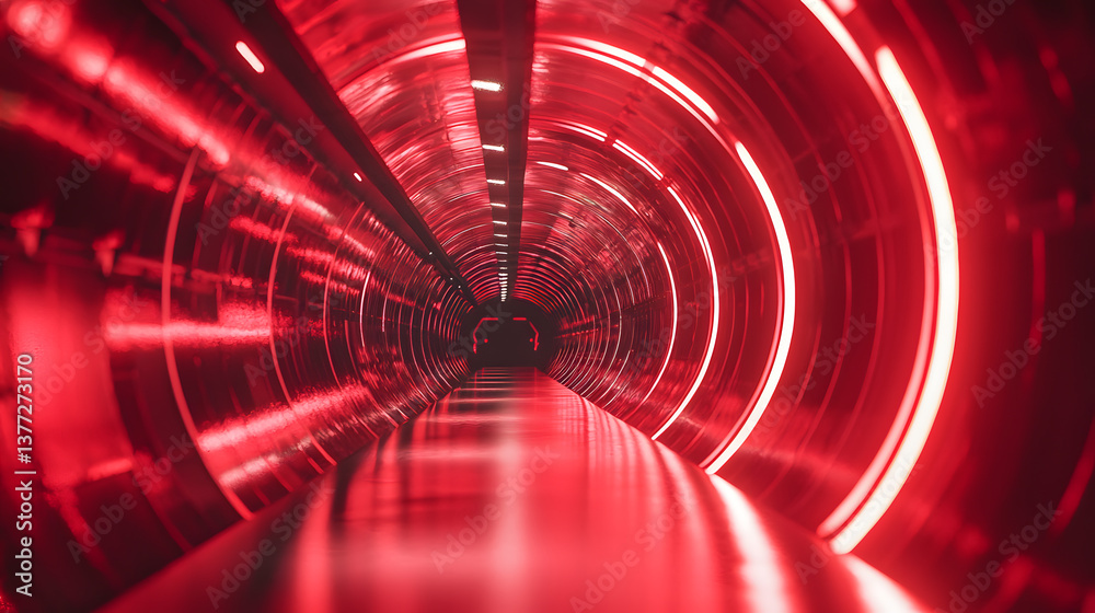 Poster dynamic red tunnel action futuristic digital environment background wallpaper ai and machine learnin