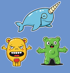 Whimsical Cartoon Creatures for Playful Branding pop stickers