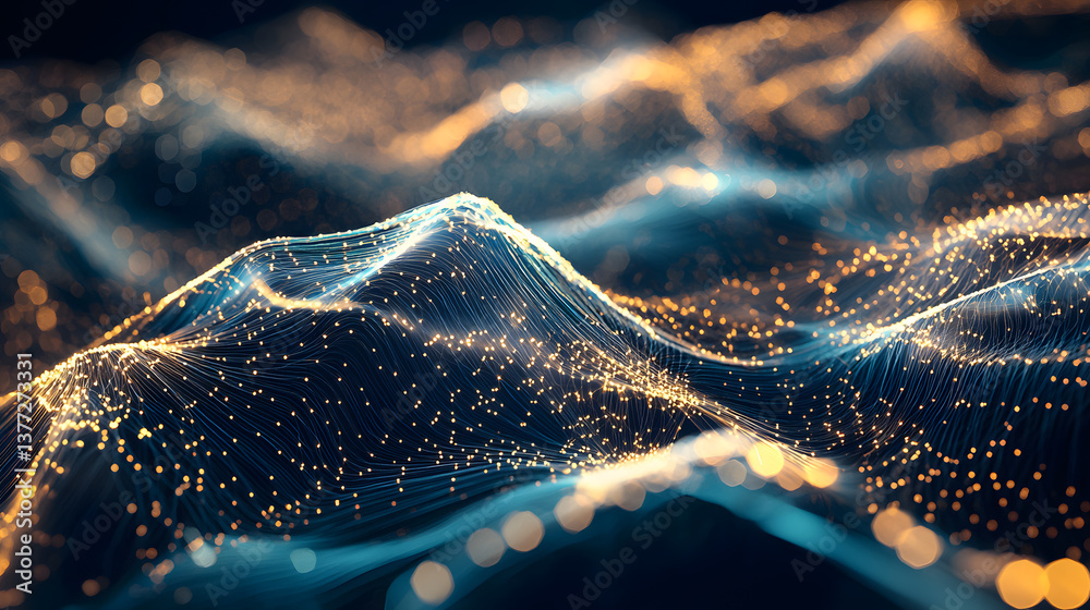 Poster dynamic waves of neural networks digital wallpaper background abstract visualization futuristic envi