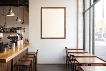 Modern cafe interior with blank poster (6)