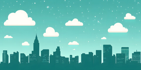 Naklejka premium Flat City Skyline Illustration Background
