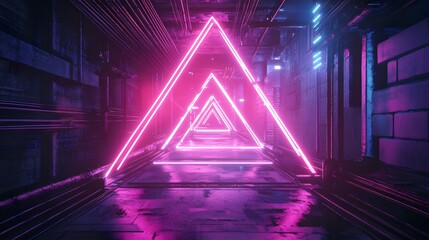 Neon Triangle Tunnel in Industrial Alley