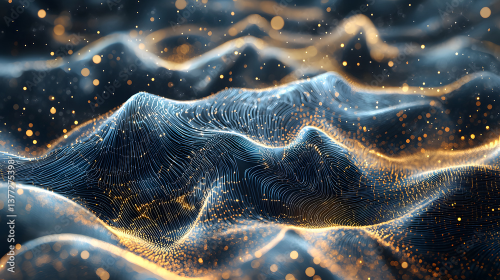 Poster dynamic neural network background wallpaper abstract waves in a dark environment for ai and machine 