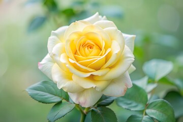 Obraz premium yellow rose on green garden 