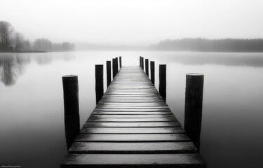 Obraz premium Tranquil Misty Dock