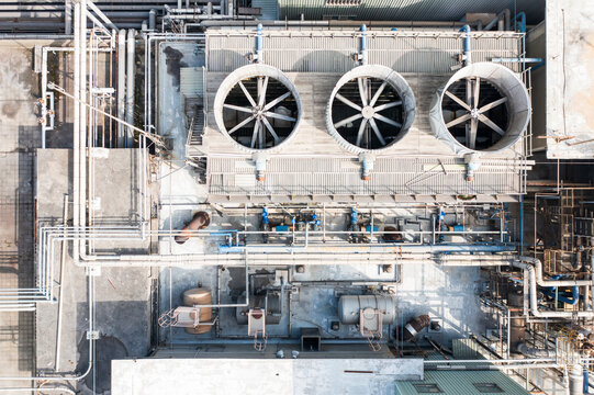 Industrial Facility with Large Fans and Piping System
