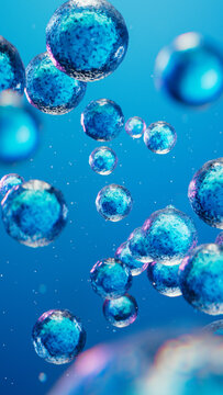 Floating cells in a vibrant blue micro environment under study