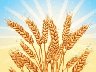 Golden Wheat Ears Against a Bright Sky