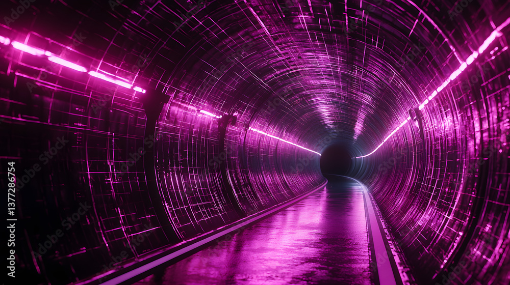 Poster cybersecurity action in digital tunnel abstract background wallpaper futuristic environment encrypte