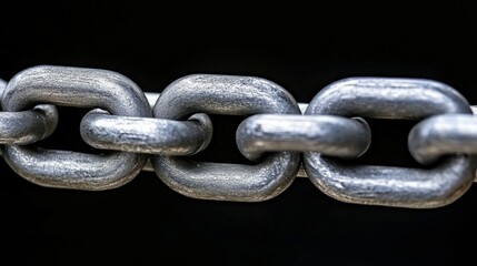 Obraz premium Close Up of a Grey Metal Chain Against a Black Background