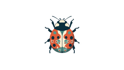 Ornate Ladybug Illustration Springtime Floral Design