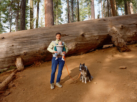 Father and son on trail 