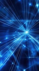 Abstract Blue Light Burst with Radiating Lines and Sparkles