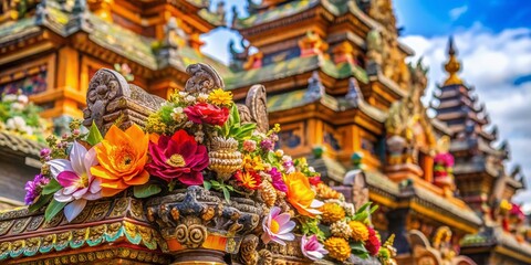 Fototapeta premium Macro Photography: Intricate Details of Agung Jagatnatha Temple Decorations