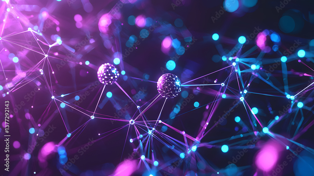 Poster visualizing cloud computing and decentralized systems abstract background wallpaper digital environm