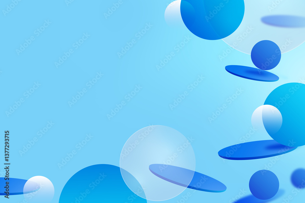 Wall mural abstract 3d geometric circle gradient soft light blue bokeh background for graphic business backgrou