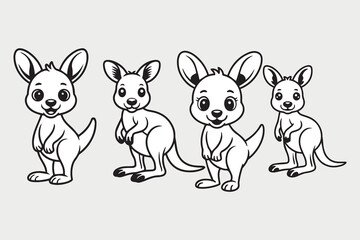 cute kangaroo Black and White Vector