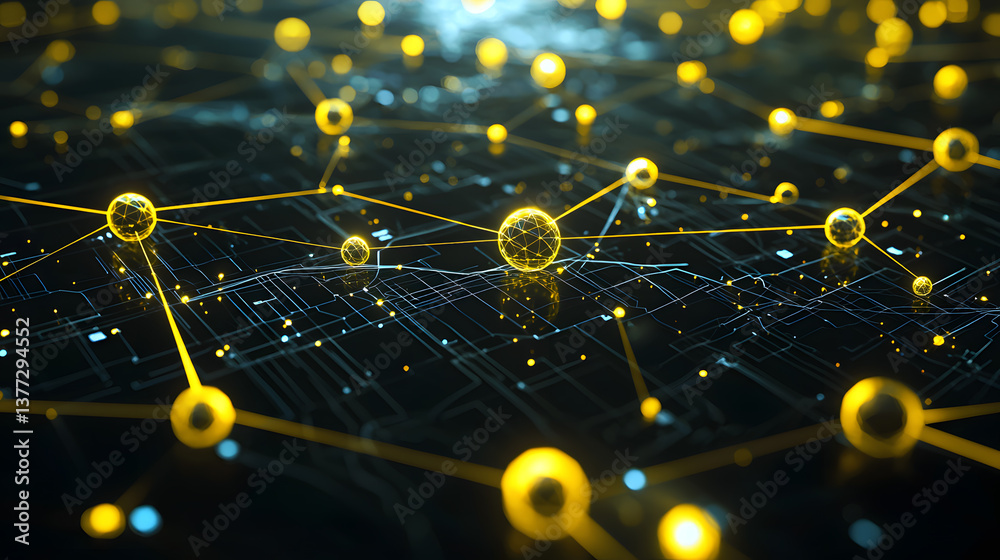 Poster visualizing cloud computing and decentralized systems dynamic background wallpaper digital network f