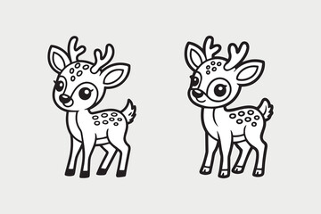 cute deer Black and White Vector