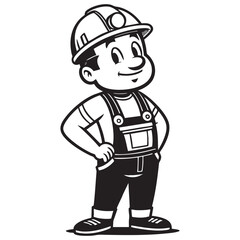 Fototapeta premium construction worker cartoon drawing vector illustration