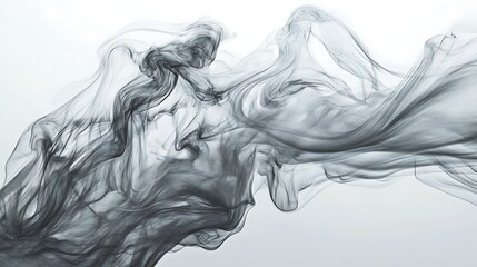 Abstract Grey Ink Swirls.