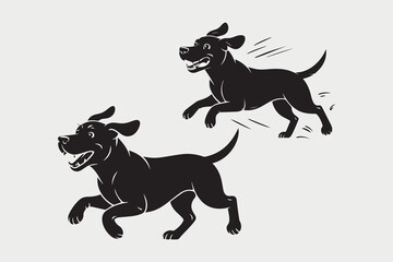running dog Black and White Vector