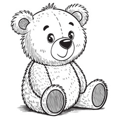 Cute Teddy Bear doodle drawing vector illustration