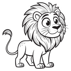 Fototapeta premium Cute Cartoon Lion doodle drawing vector illustration