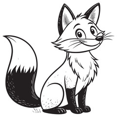 Obraz premium Fox doodle drawing vector illustration