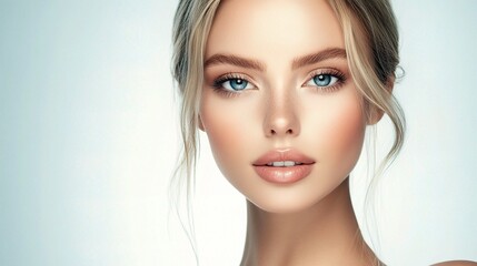 Naklejka premium High Fashion Portrait of Blonde Woman with Flawless Skin and Makeup