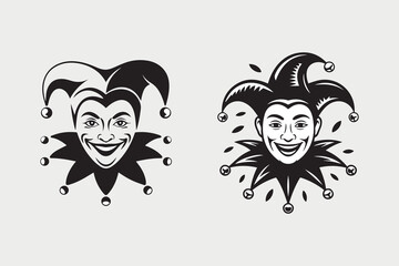 joker face Black and White Vector