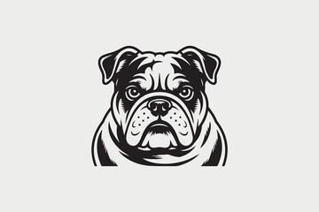 bulldog illustration Black and White Vector