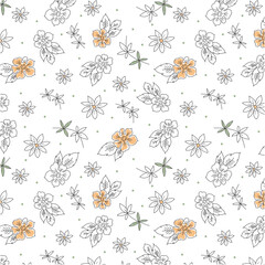 Decorative Leafy and polkas flowers pattern