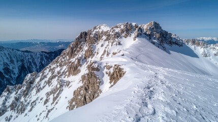 Obraz premium Snowy mountain peak landscape in winter