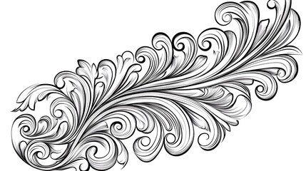 Fototapeta premium An elaborate black and white floral swirl illustration design