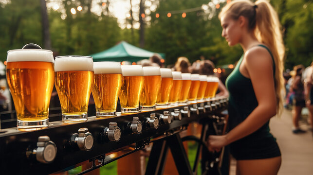 festival, beer on tap, kegs, people enjoying good craft beer - Powered by Adobe