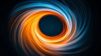 Swirling neon light trails forming an artistic abstract composition against a dark background