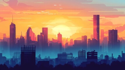 Fototapeta premium city skyline at sunset