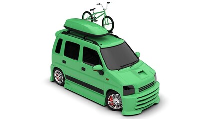 Obraz premium Green Mini Car SUV Touring isolated on white background