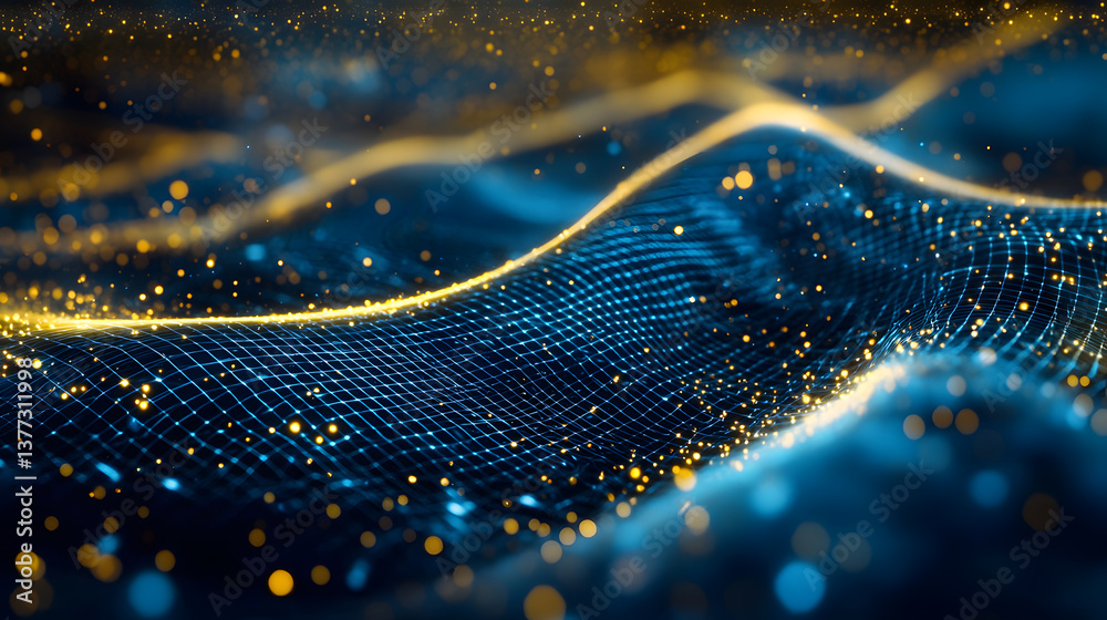 Poster dynamic quantum computing wallpaper multidimensional data visualization in a digital landscape backg