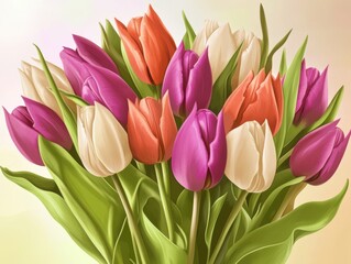 Fototapeta premium Bouquet of Colorful Tulips