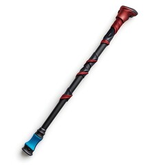 Sleek Black and Red Gaming Staff Isolated on White Background Perfect for Fantasy RPG Game Design