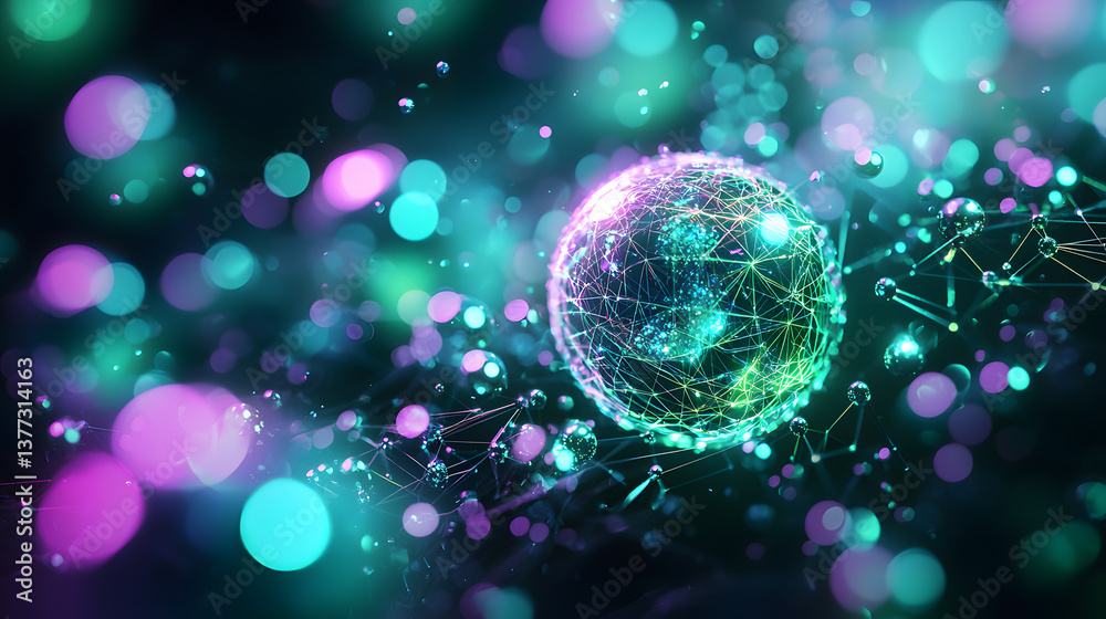 Poster quantum computing visualization digital background abstract wallpaper multidimensional environment f