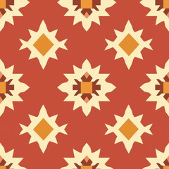 Textile Seamless Pattern Background Aztec inspired seamless pattern with geometric shapes and warm earthy tones