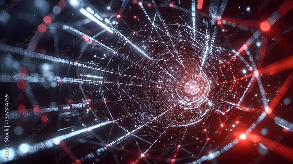 Poster dynamic quantum computing visualization abstract background digital wallpaper network environment fu