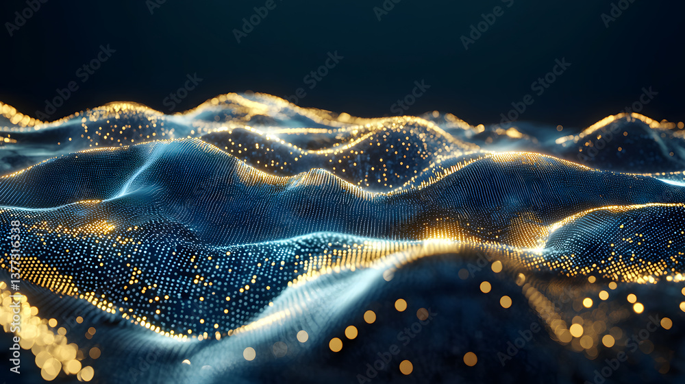 Poster dynamic quantum computing visualization futuristic background wallpaper abstract data waves digital 