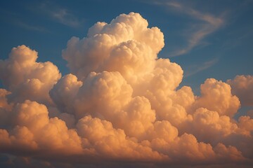 Sunset Clouds in Sky – Fluffy Cumulus Cloudscape with Warm Evening Light
