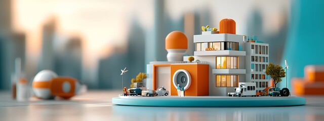 Detailed 3D rendering of a visionary futuristic mixed use skyscraper with an innovative architectural design advanced structural integrity sophisticated HVAC and electrical systems